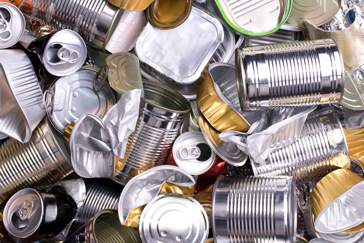 A pile of cans and other metal objects.
