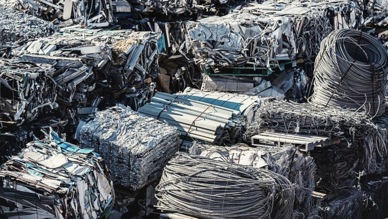 Piles of metal for recycling