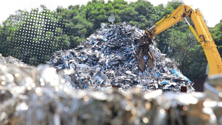 Pile of scrap metal in a transfer station